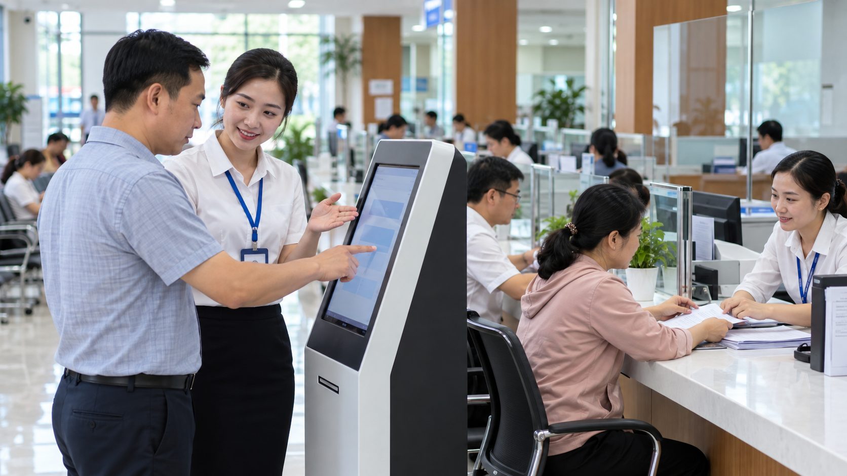 Người dân được hướng dẫn tại quầy dịch vụ công